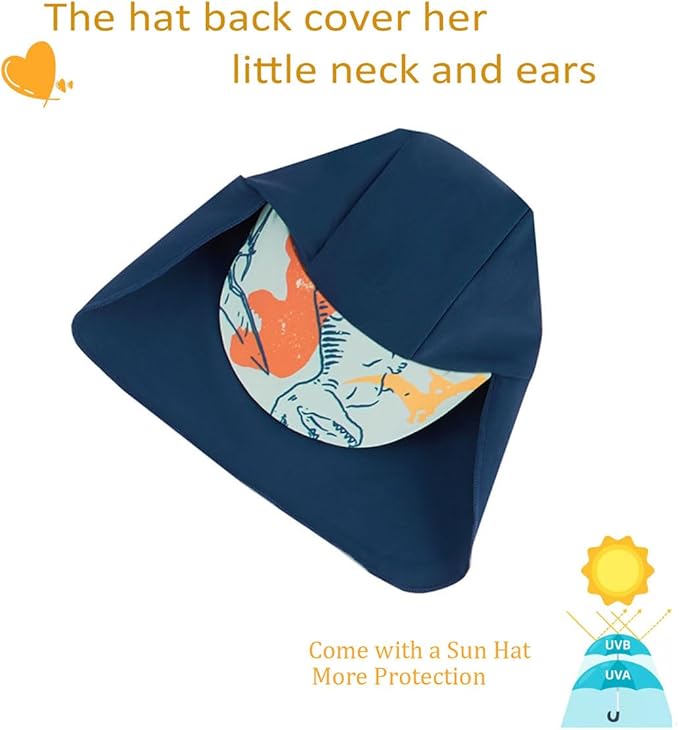 UMELOK Baby Boys UPF 50+ Sun Protection One Piece Rashguard Swimsuit with Snap Bottom