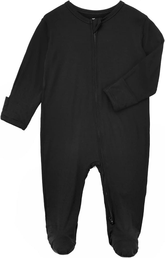 Aablexema Baby Footie Pajamas Zipper - Rayon from Bamboo Infant Footed Pjs with Mittens Sleepwear Jammies