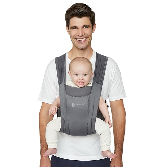 Ergobaby Embrace Baby Carrier Newborn to Toddler - Breathable Baby Carriers for Summer - Cozy Essentials (7-25 Pounds), Soft Air Mesh, Washed Black