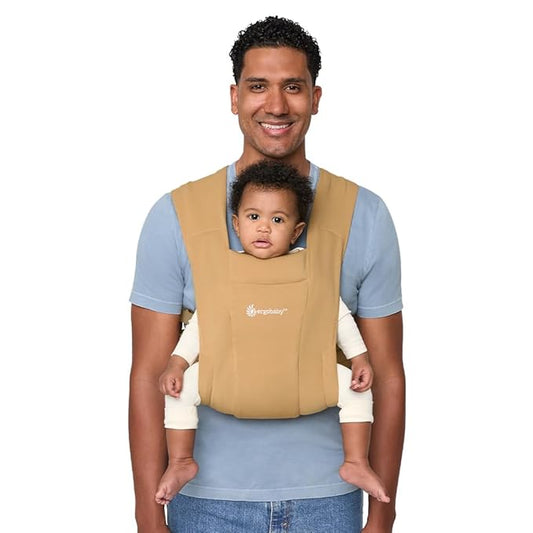 Ergobaby Embrace Baby Carrier Newborn to Toddler - Breathable Baby Carriers for Summer - Cozy Essentials (7-25 Pounds), Ponte Knit, Camel