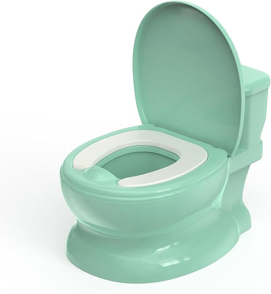 Realistic Potty Training Toilet - Flushing Sounds, Wipes Storage, Disposable Liners, Easy to Clean for Toddler Boys and Girls, Green
