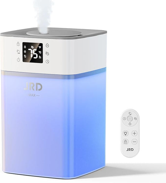 JRD 4L Humidifiers for Bedroom, Cool Mist Humidifier for Large Room, 40H Runtime, 24H Timer, 10 Mist Levels, 360° Nozzle, Night Light for Home, Office, Baby Nursery, Plants(Grey)