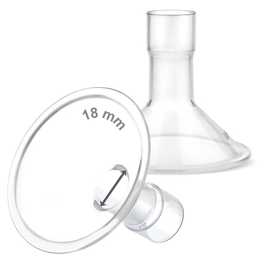 Maymom MyFit 18 mm Small Shields, Compatible with Medela Breast Pump Parts- PersonalFit, Freestyle, Harmony, Maxi, Flex Connector, Connect to Widemouth/Narrow Connector, 2pcs