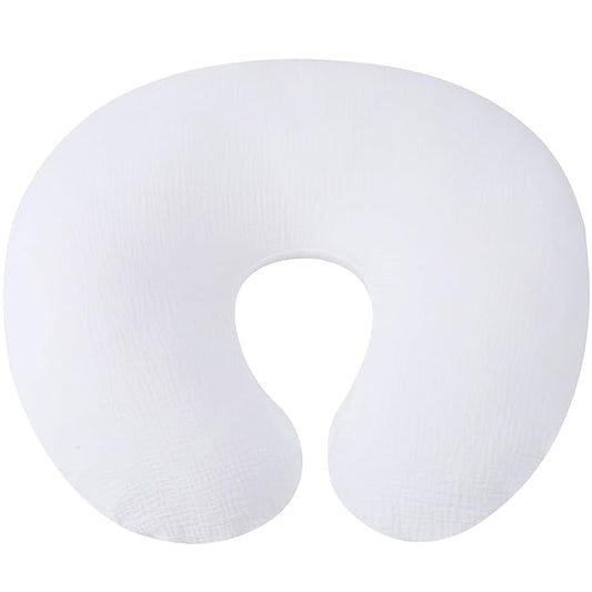 Onacosht Muslin Nursing Pillow Cover Soft 100% Cotton Feeding Pillow Slipcover Fits Standard Infant Nursing Pillow for Boy and Girl, White