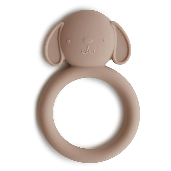 mushie Silicone Baby Teether Toy | Dog Brown