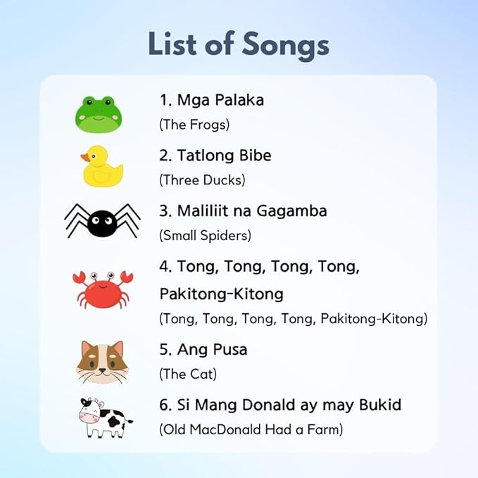 I Love to Sing in Tagalog: Animal Songs, Press and Play Interactive Songbook, Tagalog Books for Toddlers, Baby Books, Tagalog for Children