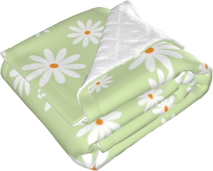 Baby Blanket Little Flower Daisy Green for Boy Girl Newborn 30x40 Inch Toddler Infant Nursery Throw Blankets Double Layer Comfy Soft Plush Stroller Crib Quilt