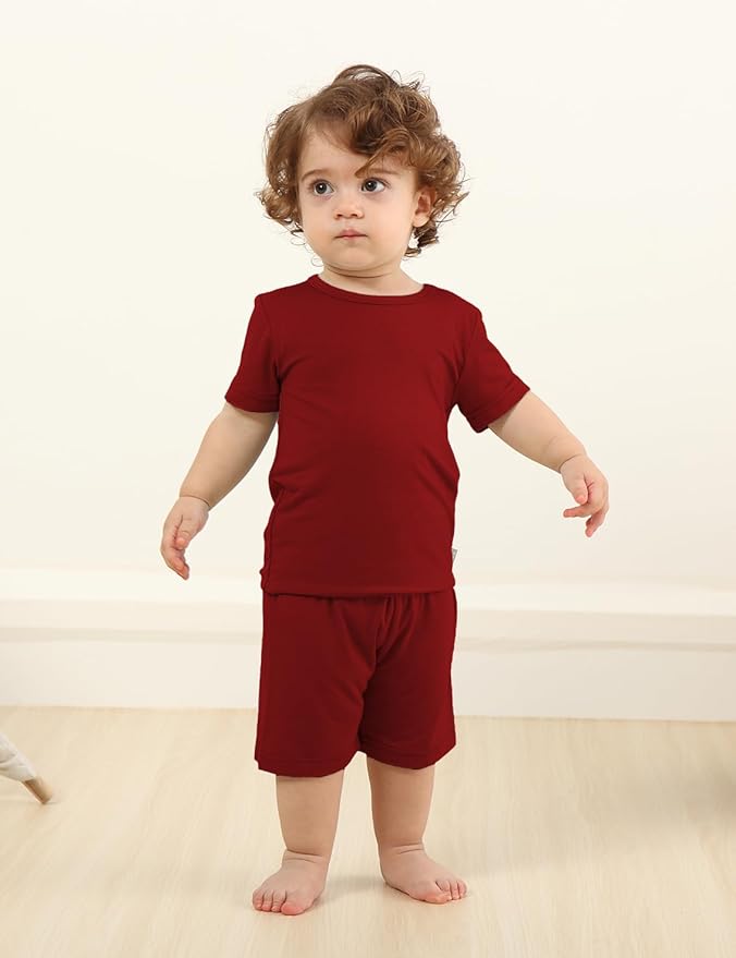 Jimonda Toddler Kids Girls Boys Pajamas Sets Soft Comfy Jammies Tencel Solid Raglan Sleepwear Pajamas Pjs 2pcs Set 18M-8Y