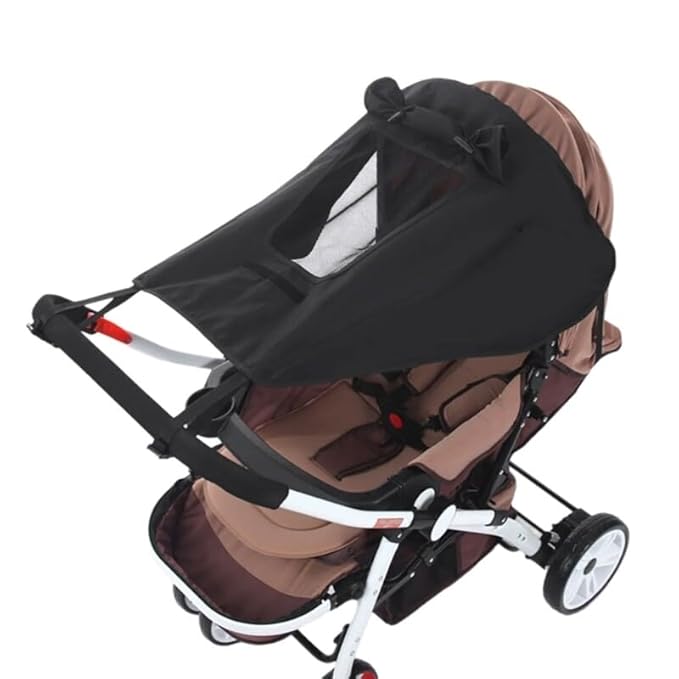 Waterproof Baby Stroller Sun Shade Stroller Shade Extender Canopy Pram Sun Protection UPF50+ Blackout Cover Shield Pushchair Baby Car Seat Strollers Awning Sunshade Extension with Viewing Window