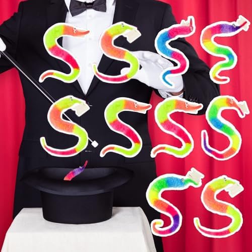 10 PCS Rainbow Fuzzy Worms On String Bulk Trick Toy Party Favors for Kid Cat ,Fuzzy Worm Toys String Pets