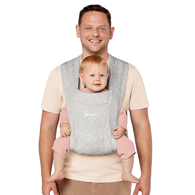 Ergobaby Embrace Baby Carrier Newborn to Toddler - Breathable Baby Carriers for Summer - Cozy Essentials (7-25 Pounds), Ponte Knit, Soft Grey