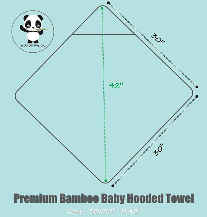 HIPHOP PANDA Hooded Towel - Rayon Made from Bamboo, Bath Towel with Bear Ears for Newborn, Babie, Toddler, Infant - Absorbent Large Baby Towel - Purple Penguin, 30 x 30 Inch