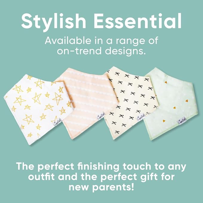 Copper Pearl Baby Bandana Drool Bibs for Drooling and Teething 4 Pack Gift Set (Paris Set)