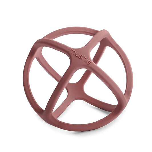 mushie Silicone Baby Teether Ball Toy (Woodchuck)