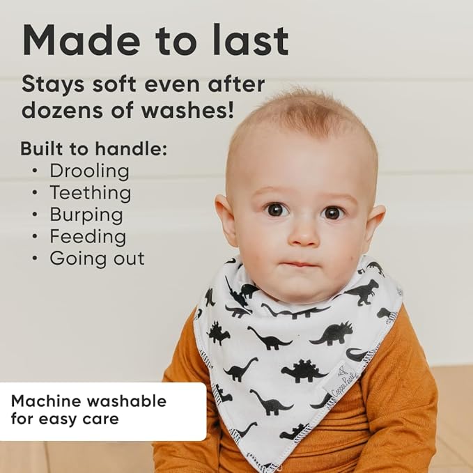 Copper Pearl 4 Pack Soft Cotton Baby Bibs for Drooling and Teething, Absorbent Drool Bibs for Baby Boy, Adjustable to Fit Newborns to Toddlers, Tons of Styles (Wild Set)