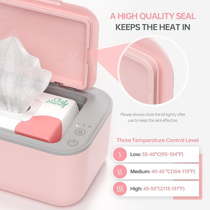 Wipe Warmer, Baby Wipe Warmer with 3 Modes Temperature Control, Diaper Wipes Dispenser with Large Capacity, Evenly Overall Heating, Constant Temperature Wipe Holder