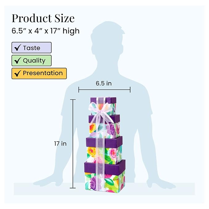 Broadway Basketeers Gift Basket Tower Snack Gifts for Women, Men, Families, College – Delivery for Birthday, Appreciation, Thank You, Get Well Soon Care Package