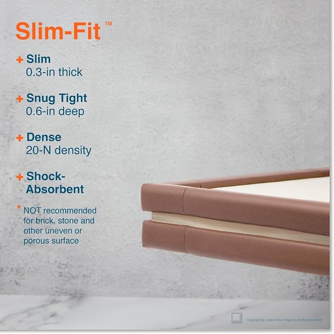 Roving Cove Slim-Fit Corner Edge Protector for Baby Proofing (Small 18ft Edge 8 Corners), Furniture Safety Bumper Guard, Soft NBR Rubber Foam, 3M Adhesive, Coffee Brown