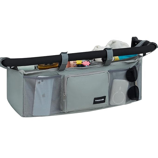 Double Stroller Organizer with 2 Insulated Cup Holders for Bob Duallie Baby Jogger City Mini GT2 Baby Stroller Accessories with Cooler Bottle Bag Parent Console Jogging Stroller Organizer