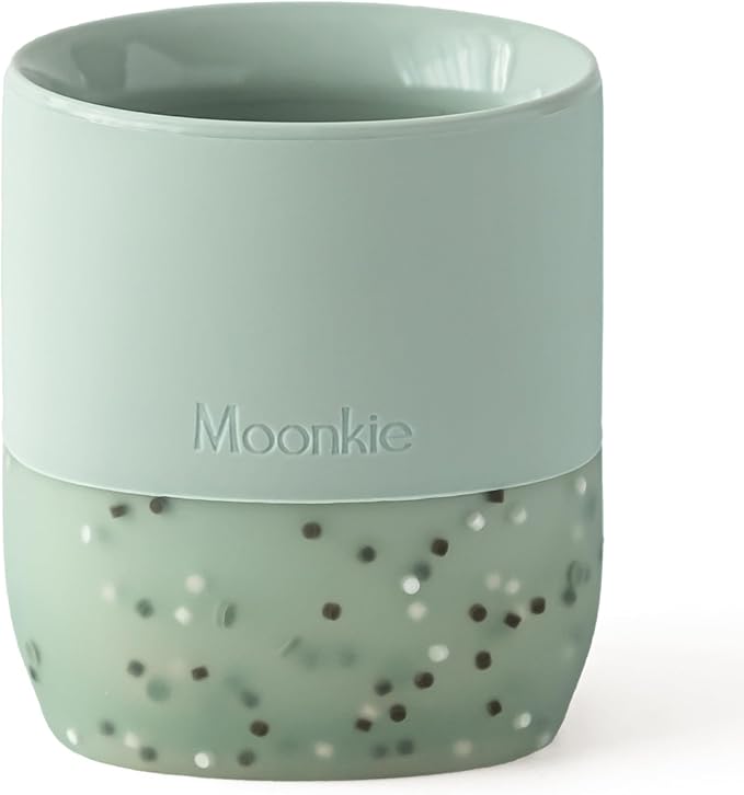 Moonkie Silicone Baby Cup 4 Months+ | Tiny Open Training Cup for Infants with Confetti Sprinkles | Baby-Led Weaning Essential | 2 oz (Mint, 1 Pack)