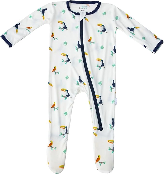Bamboo Little Soft Baby Footie Pajamas, Baby Clothes, Newborn Sleepers, 95% Viscose and 5% Spandex, 0-24 Months