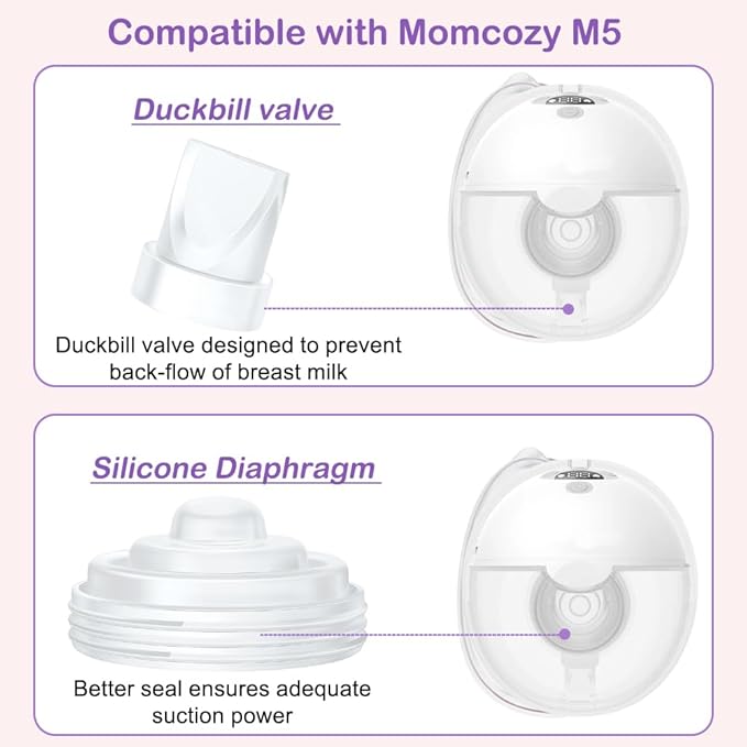 8Pcs Duckbill Valves and 4Pcs Diaphragm Compatible with Momcozy M5 Breast Pump, Breast Pump Replacement Accessories for M5 Momcozy, M5 Breast Pump Replacement Accessories