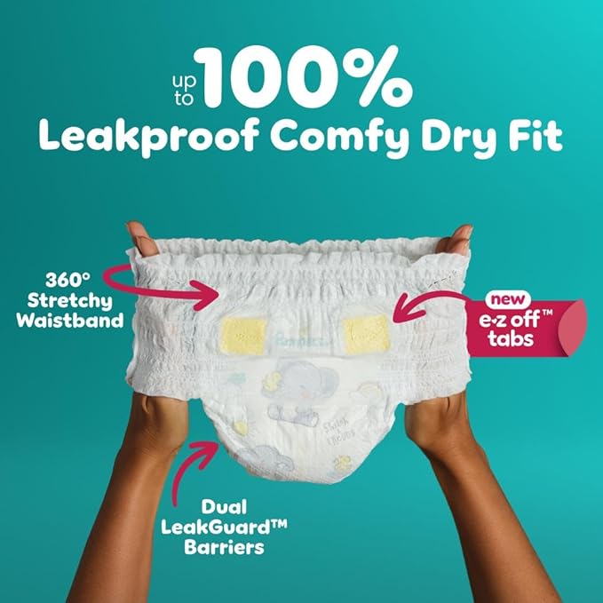 Pampers Diapers - Swaddlers 360° - Size 5, 116 Count, up to 100% Leakproof Comfy Dry Fit, Designed for Easy Changes, Pull On Baby Diaper (Packaging May Vary)
