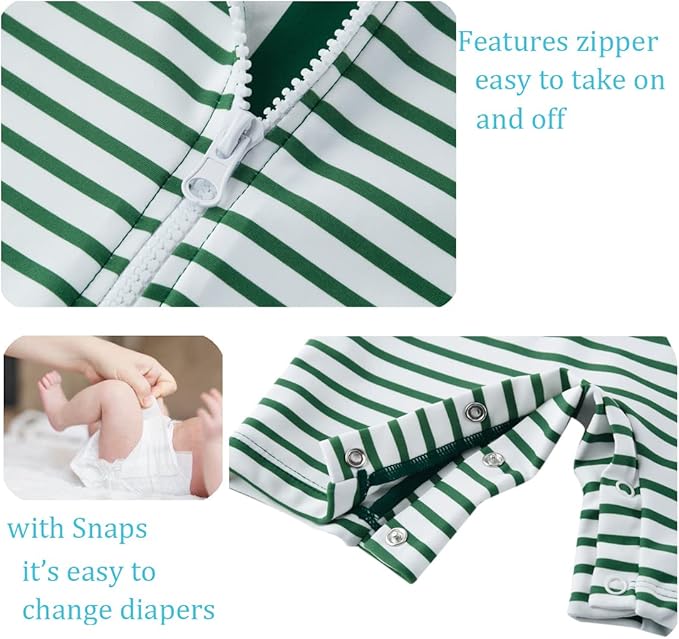 UMELOK Baby Boys UPF 50+ Sun Protection One Piece Rashguard Swimsuit with Snap Bottom