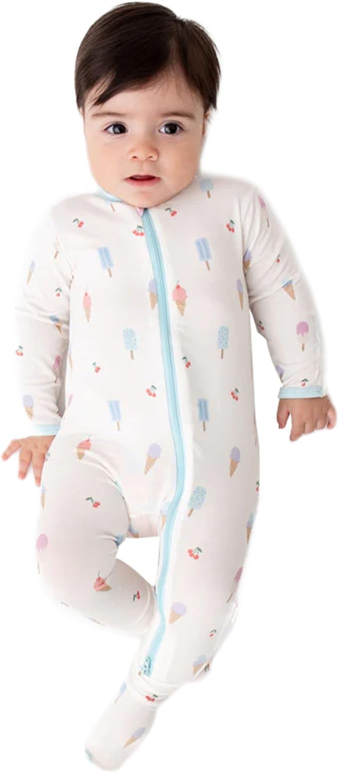 Bamboo Little Soft Baby Footie Pajamas, Baby Clothes, Newborn Sleepers, 95% Viscose and 5% Spandex, 0-24 Months
