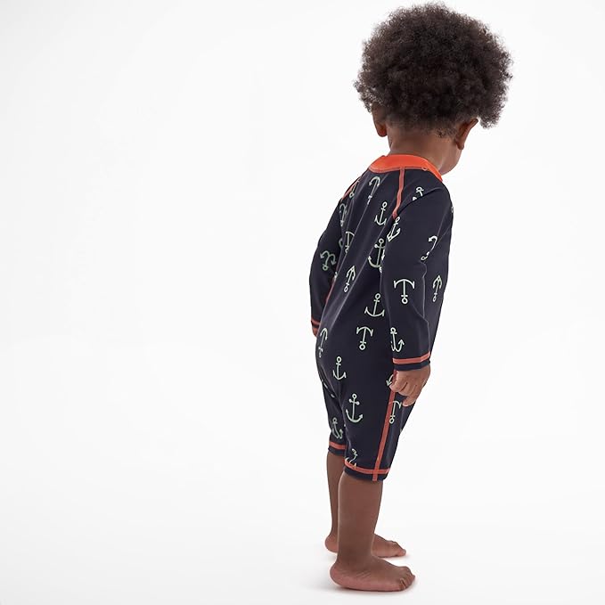 Gerber Boys' Toddler Long Sleeve One Piece Sun Protection Rashguard Swimsuit
