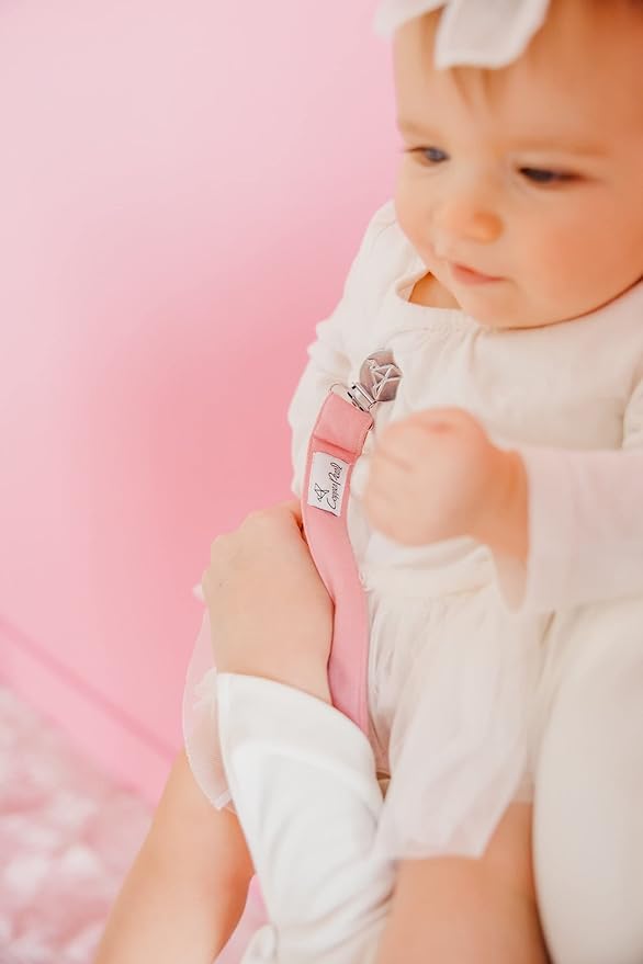 Copper Pearl Premium Knit Pacifier Holders 3-Pack: Stylish Stainless Steel Clips for Baby Girls and Boys - Prevent Floor Drops - Hope