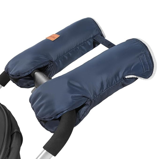 Zooawa Stroller Gloves, Universal Stroller Hand Muff with Warm Polar Fleece, Baby Stroller Gloves with Vel-cro Design, Waterproof and Snowproof Stroller Mittens for Stroller Accessories, Indigo