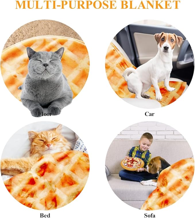 Waffle Blanket Baby for Boys Girls, Funny, Soft Flannel Swaddle for Birthday Gifts, Food Blanket for Newborn (36 inch, Yellow)