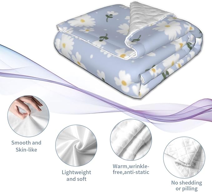 Baby Blanket Daisy Flower Purple Floral Spring for Boy Girl Newborn 30x40 Inch Toddler Infant Nursery Throw Blankets Double Layer Comfy Soft Plush Stroller Crib Quilt
