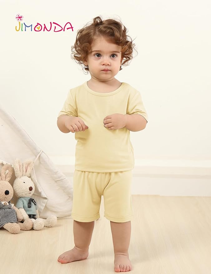 Jimonda Toddler Kids Girls Boys Pajamas Sets Soft Comfy Jammies Tencel Solid Raglan Sleepwear Pajamas Pjs 2pcs Set 18M-8Y