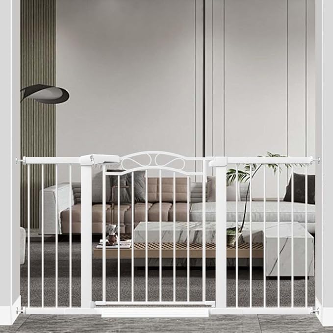 Fairy Baby 57.1"-59.8" Extra Wide Press Mounted Baby Gate Indoor for Kids Or Pets Walk Thru No Drill Long Dog Gates for The House Doorway Child Safety Gate