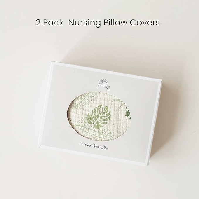 Konssy Muslin Nursing Pillow Covers, 100% Cotton Soft & Adorable Covers for Breastfeeding Pillows, Slipcovers for Newborn Baby Boys & Girls