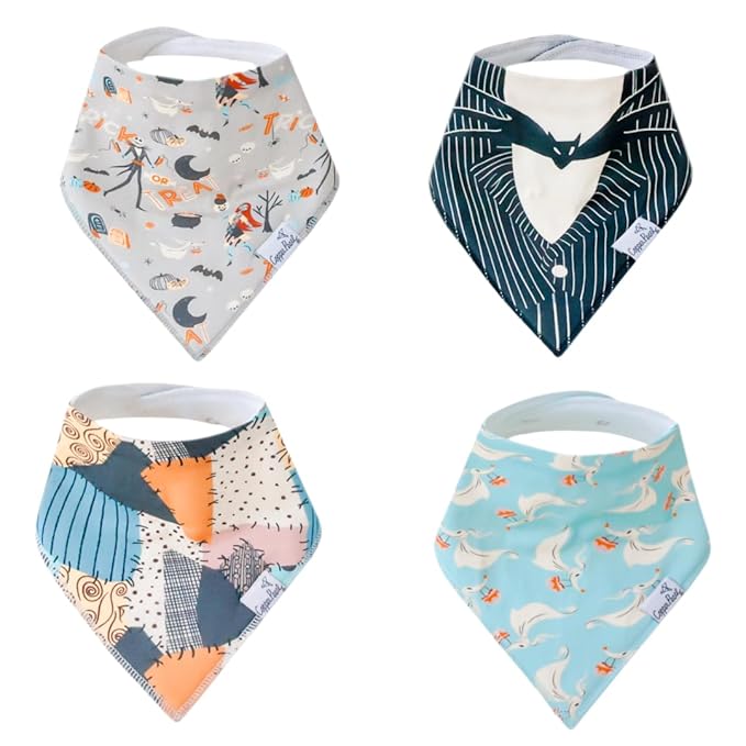 Copper Pearl Baby Bandana Drool Bibs for Drooling and Teething 4 Pack Gift Set Nightmare Before Christmas