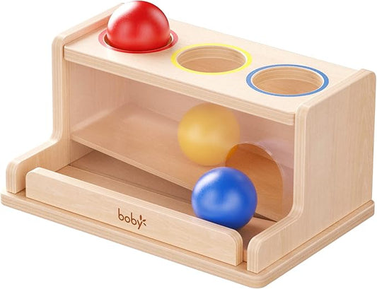Dailyfunn Montessori Toys Object Permanence Box, Ball Tracker Drop Push Toy for Boy Girl Baby Toddler Kid Preschooler 1-3 Years Old