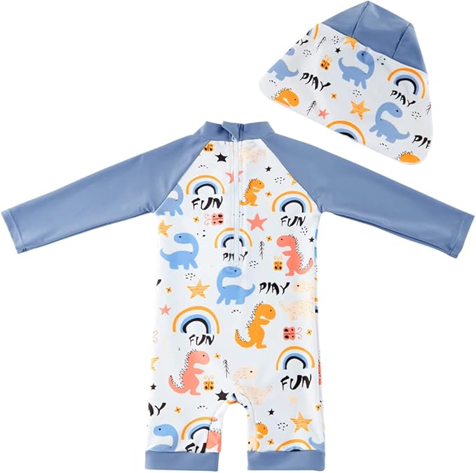UMELOK Baby Boys UPF 50+ Sun Protection One Piece Rashguard Swimsuit with Snap Bottom