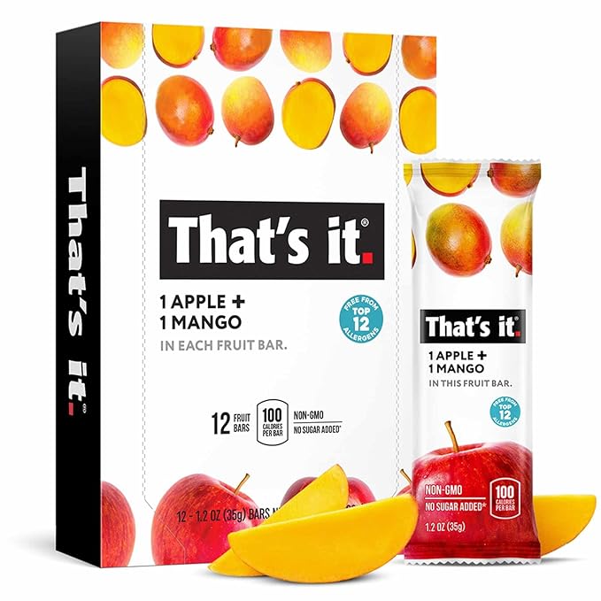 That’s it. Variety, 100% Natural Real Fruit Bar, High Fiber Vegan, Gluten Free Healthy Snack, Paleo for Children & Adults, Non GMO No Added Sugar, (Mango, Cherry, Banana) (36 Pack)