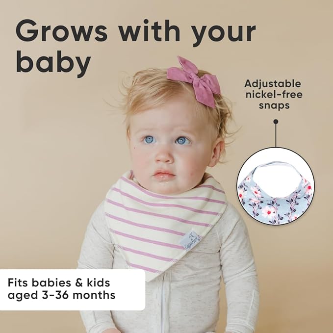 Copper Pearl 4 Pack Soft Cotton Baby Bibs for Drooling and Teething, Absorbent Drool Bibs for Baby Girl and Boy, Adjustable to Fit Newborns to Toddlers, Tons of Styles (Morgan)