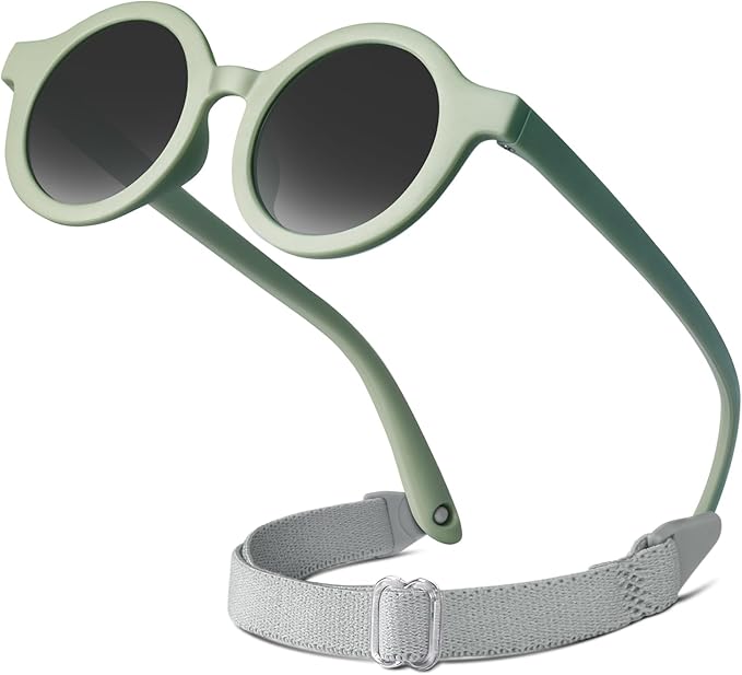RIVBOS Baby Wrap Polarized UV400 Sunglasses - Soft Frame with Secure Strap for Infant and Newborn (0-24 Months) RBK069