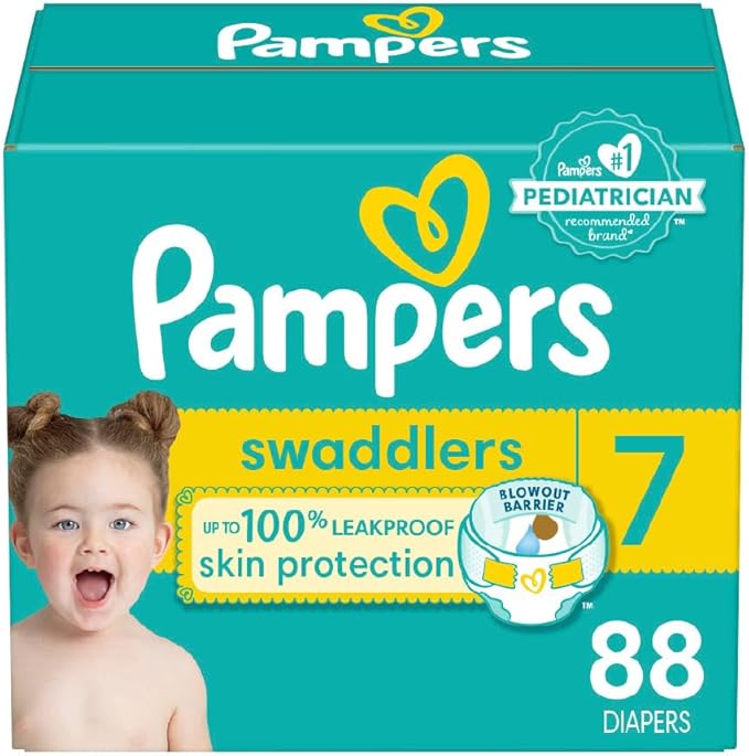 Pampers Baby Diapers - Swaddlers - Size 7, 88 Count, Ultra Absorbent Disposable Infant Diaper