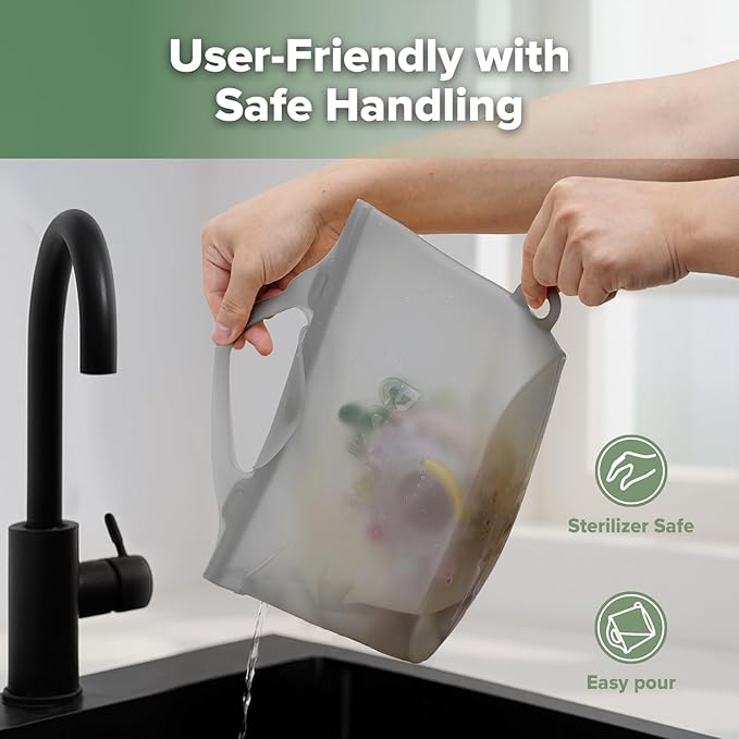 Haakaa Silicone Microwave Steamer & Steriliser Bag, 70oz/2000ml Large Capacity Reusable Steaming Bags for Baby Bottles, Breast Pump, Accessories, Pacifiers,Teethers, Great for Home&On The Go, Grey/1PC