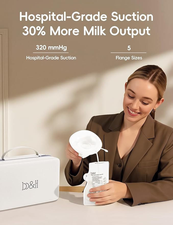 b&h Breast Pump Hands Free with Night Light, S33 Portable Electric Wearable Breastfeeding Pump, 4 Modes & 9 Levels, 17/19/21/24/27mm Flange, Baby Mouth Double-Sealed Flange, Milk Pump for Moms -Purple