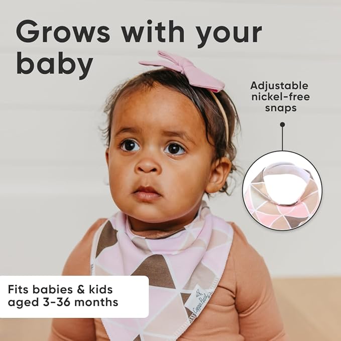 Copper Pearl 4 Pack Soft Cotton Baby Bibs for Drooling and Teething, Absorbent Drool Bibs for Baby Girl, Adjustable to Fit Newborns to Toddlers, Tons of Styles (Blush Set)