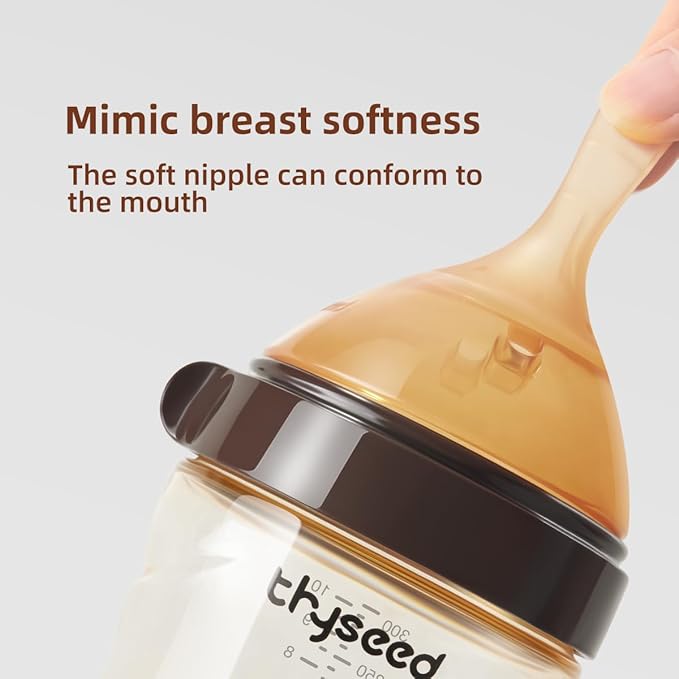 Thyseed PPSU Natural Breast-Like Bottle with Nipple(10 Months+),10oz,2pack