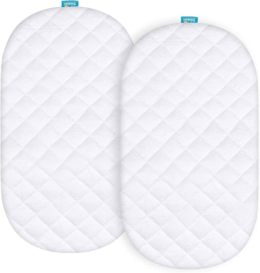Waterproof Bassinet Mattress Pad Cover Fit for Munchkin Brica Baby Travel Pod, Ultra Soft Surface, 2 Pack, Breathable and Easy Care