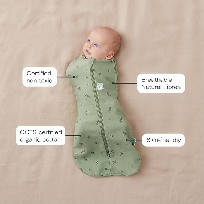 ergoPouch Cocoon Swaddle Sack 0.2 TOG - Baby Sleep Sack, Gentle Snug Fit Helps Calm Startle Reflex, Ideal for Arms In/Out Sleeping, Soft Breathable Fabric for Better Sleep (6-12 Months, Willow)